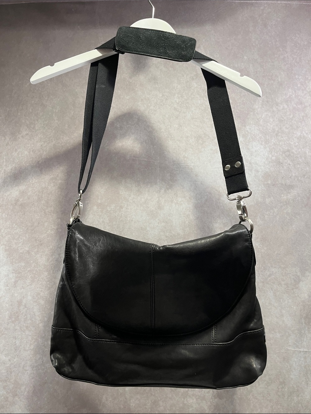 Ellington Black Leather Crossbody Bag - Women's Shoulder Purse Satchel